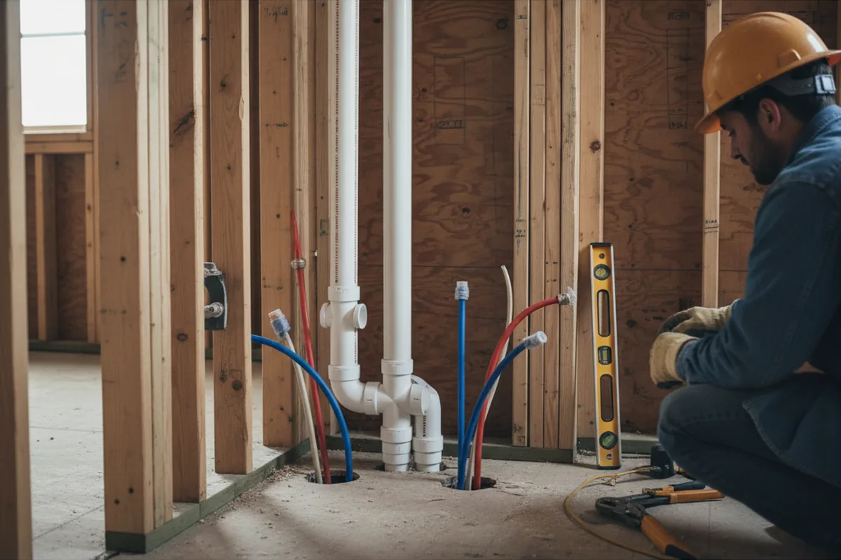 Drain and supply rough-in during Sump Pump Repair in Fairhope